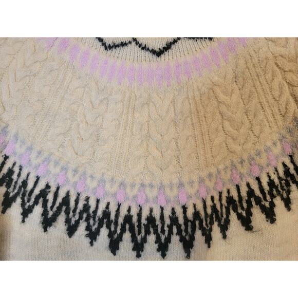 A New Day Fair Isle Turleneck Sweater Womens Sz Small Ivory Purple Black Gray - Picture 4 of 14